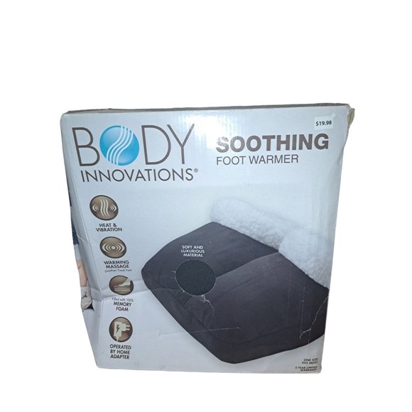 Body Innovations Soothing Foot Warmer Massager, Fleece Lined, Heat & Vibration - Picture 1 of 3